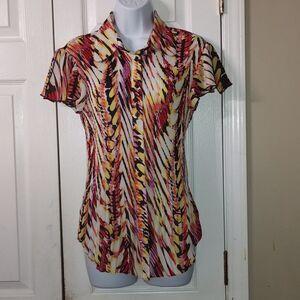 Sere Nade sheer ribbed stretched blouse  Sz L NWOT